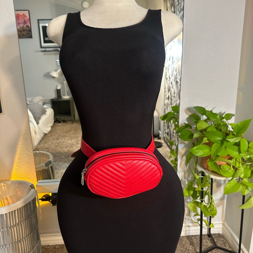 Red Quilted Belt Bag